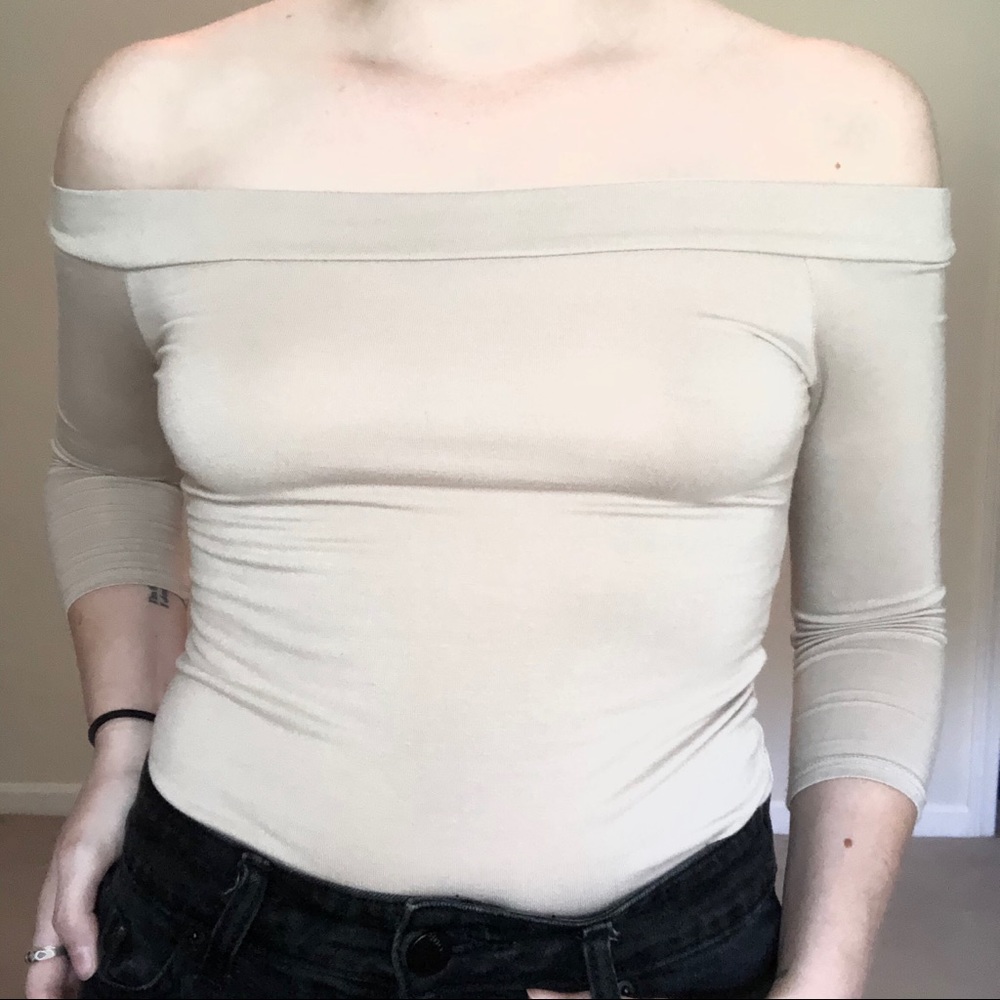 Beige off the shoulder top